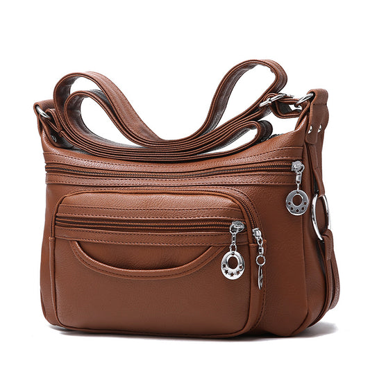 Women Work Bag Multi-pocket Messenger Bag With Zippers Daily Crossbody Bag